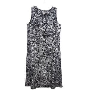 RipSkirt Hawaii Sun Dress Long Midi Dress Travel Gray Black Floral L NWOT